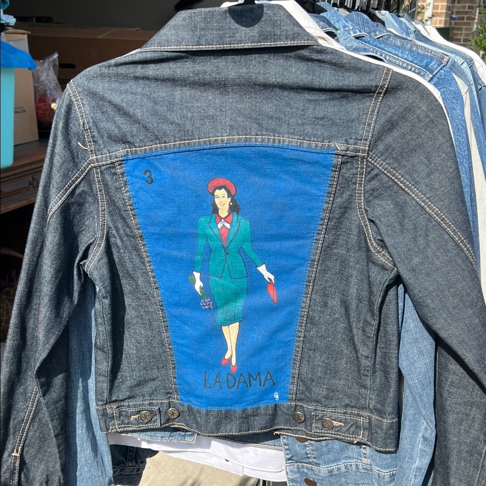 Adidas Blue Jean Jacket with Graphic Design
